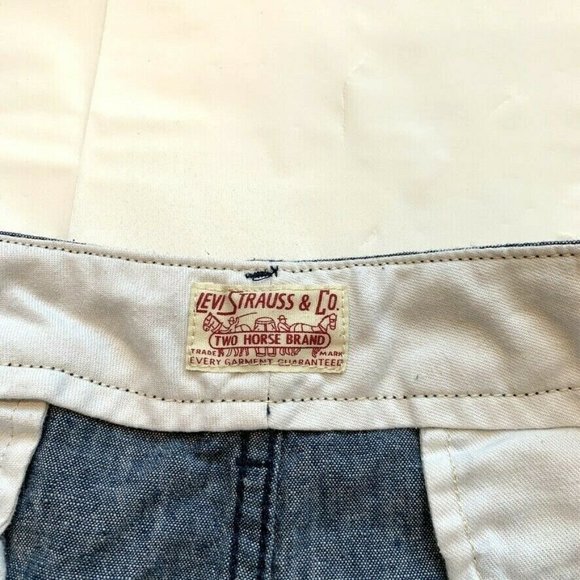 Levis Linen Blend Chino Shorts Mens 33 (34) Flat Front Beach Summer Outdoor Blue - Picture 6 of 12